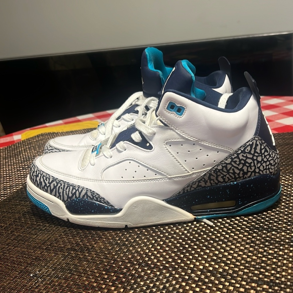 Jordan Air Sneakers White Navy Blue Leather